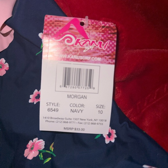 Kanu Surf Navy and Pink Floral Kids Swimsuit Size 10 - Picture 2 of 4